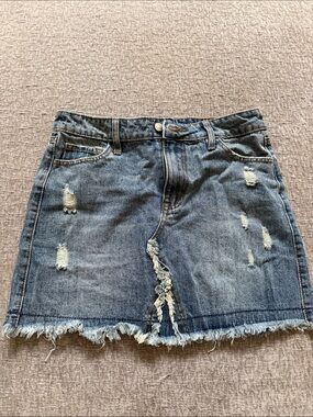 mittoshop Distressed Denim Mini Skirt in Blue